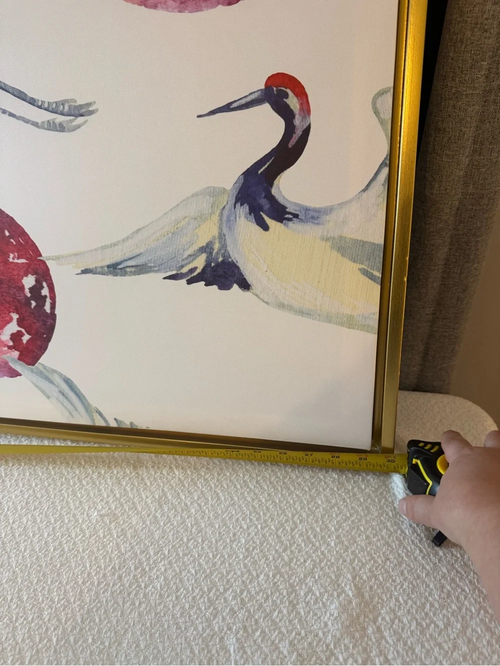 White and Red Crane Wall Art Canvas Print